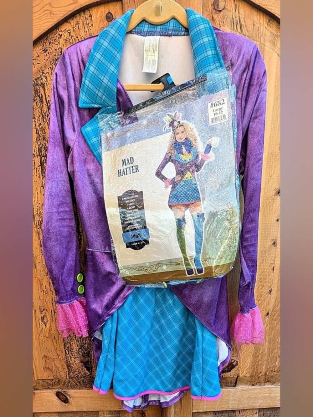 Mad Hatter costume Plaid Halloween Size Large